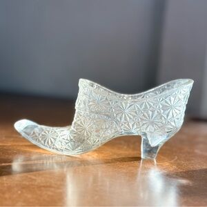Vintage Fenton clear glass floral‎ shoe